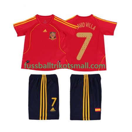 Fußballtrikots Spanien DAVID VILLA 7 2008 Retro Kinder Kurzarm Heimtrikotsatz kaufen
